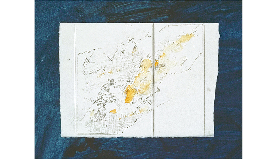 Brûlages dirigés, Arrigas, Cévennes (study / étude / bosquejo) (2022)